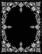 White Floral Vine Border Black Rug