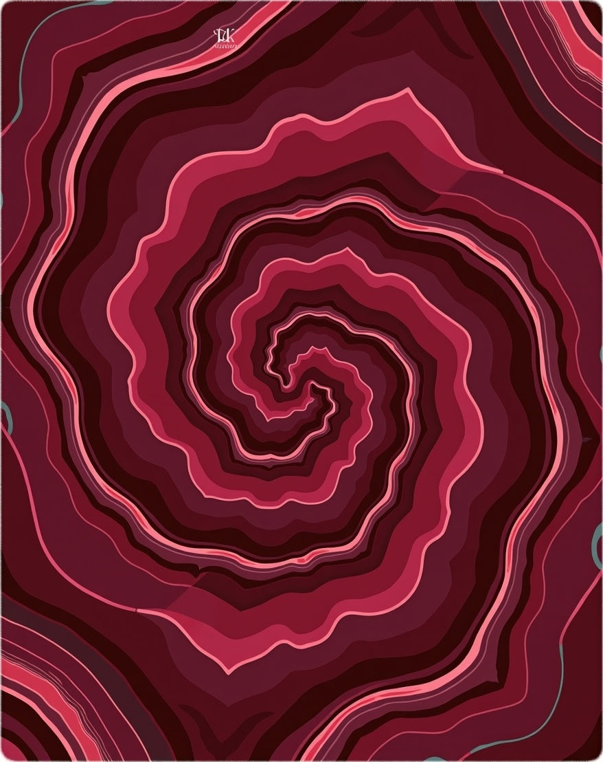 Crimson Agate Swirl Pattern Rug