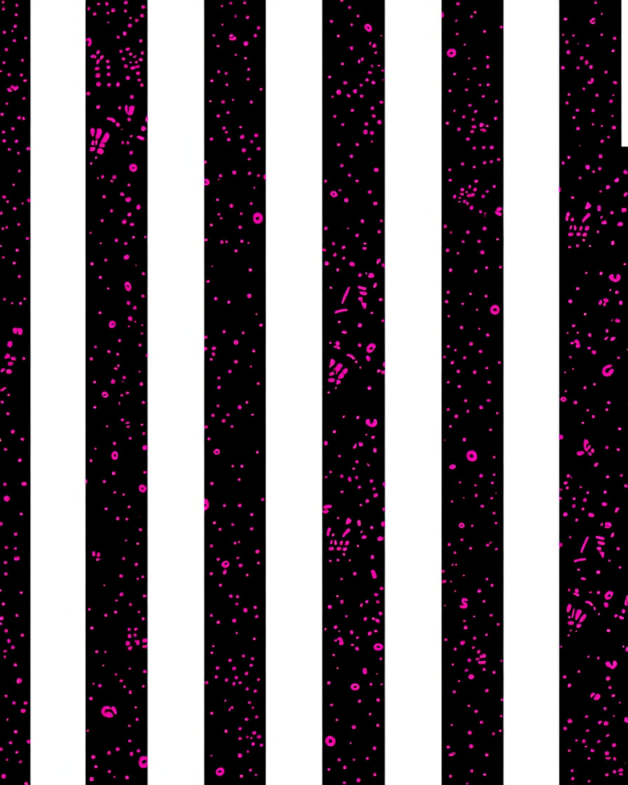 Bold Vertical Lines Pink Dots Design Rug