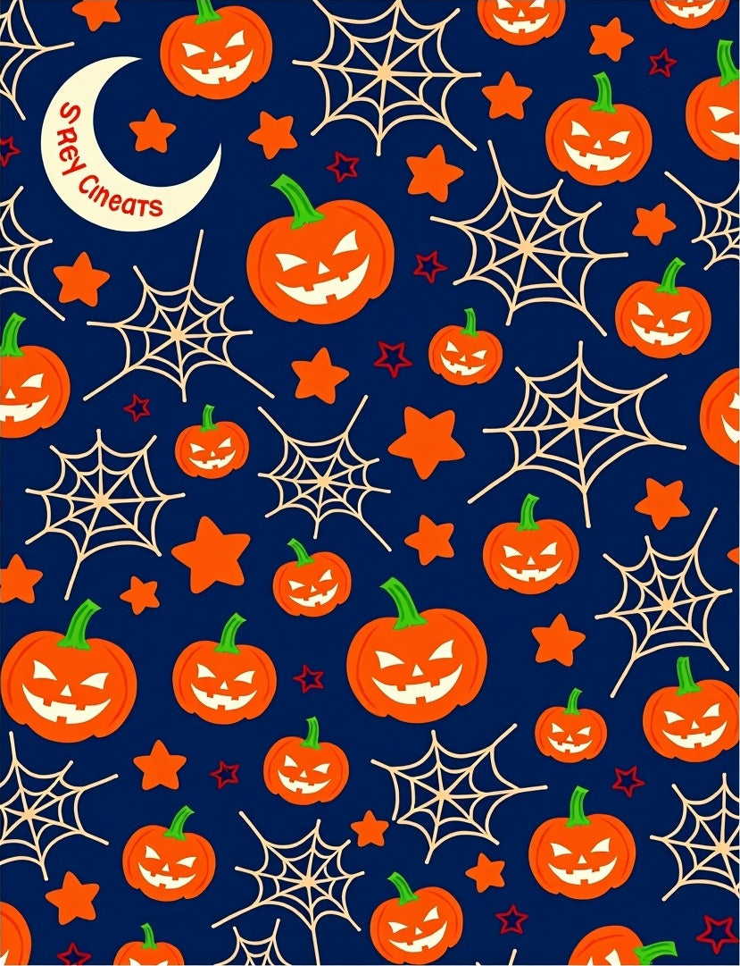 Halloween Pumpkins Spiderwebs Stars Pattern Rug