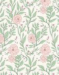 Delicate Pink Floral Vine Pattern Rug
