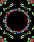 Red Cherry Green Leaf Wreath Rug
