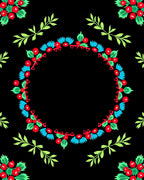 Red Cherry Green Leaf Wreath Rug