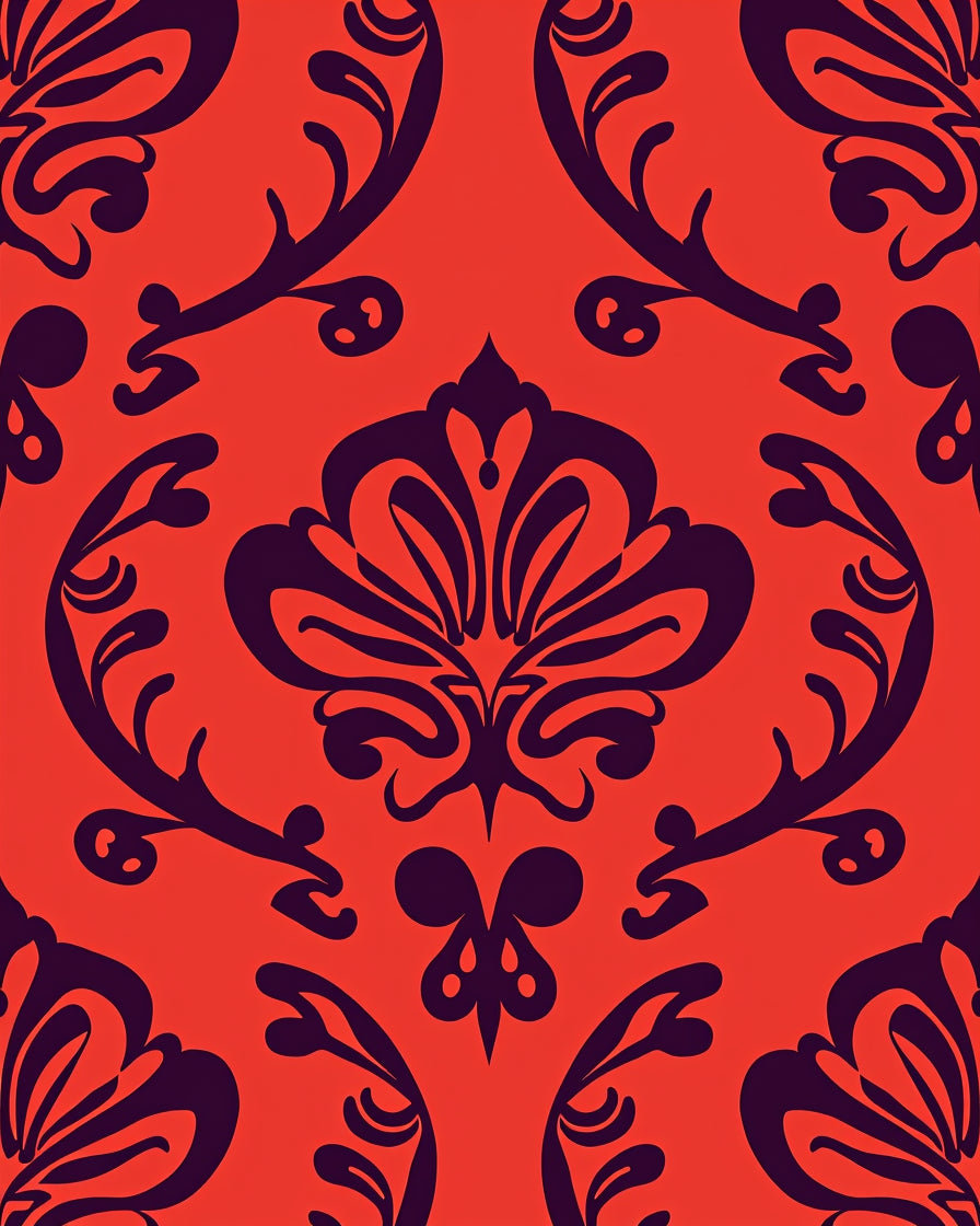 Bold Damask Floral Pattern Rug