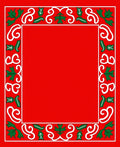 Festive Holly Leaf Swirls Border Design Rug