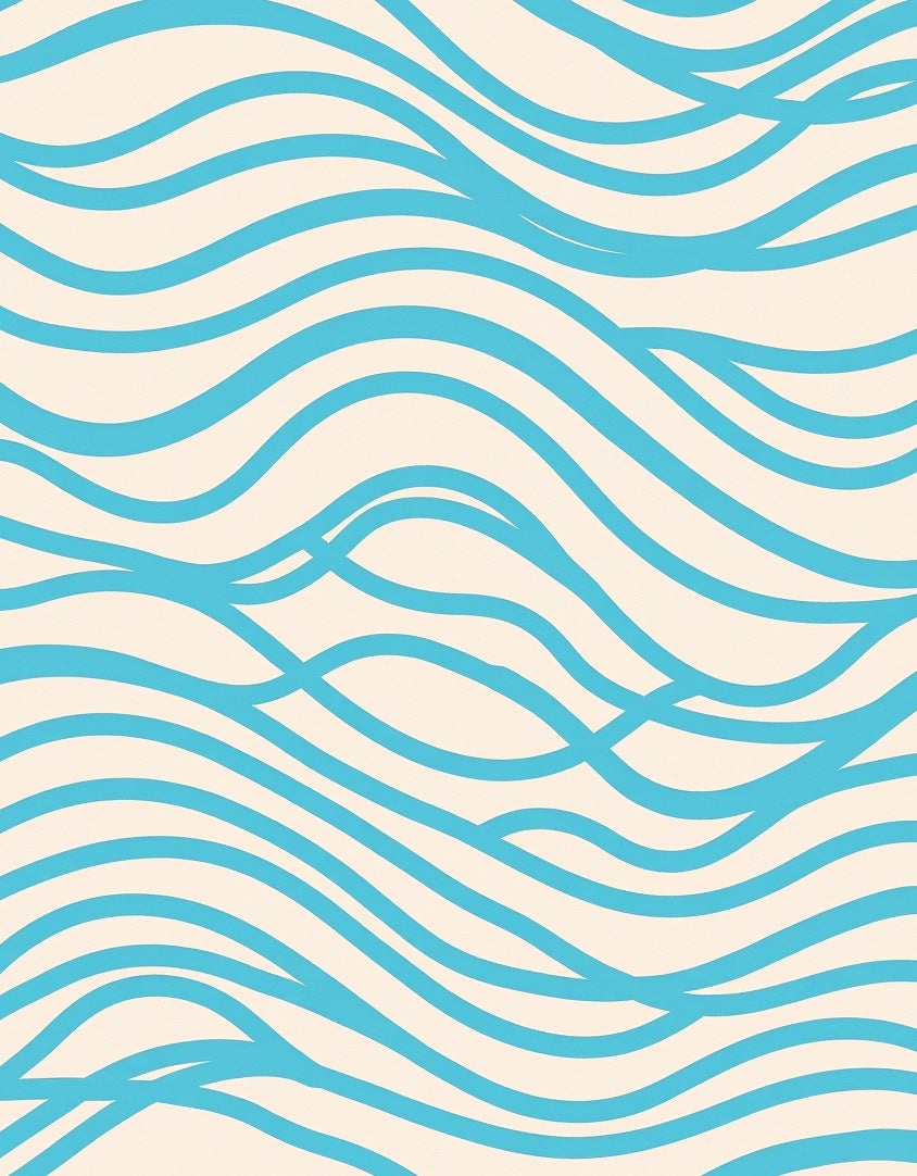 Abstract Blue Wavy Lines Design Rug