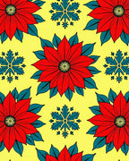 Bold Red Floral Snowflakes Pattern Rug