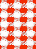 Red White Abstract Checkered Pattern Rug