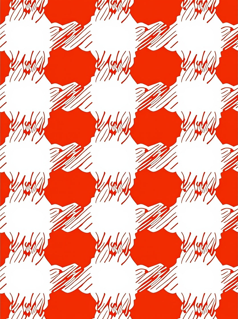 Red White Abstract Checkered Pattern Rug