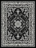 Intricate Black White Floral Motif Rug
