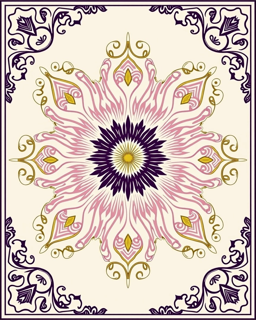 Ornate Mandala Floral Pattern Rug