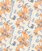 Abstract Swirls Orange Gray Textile Rug