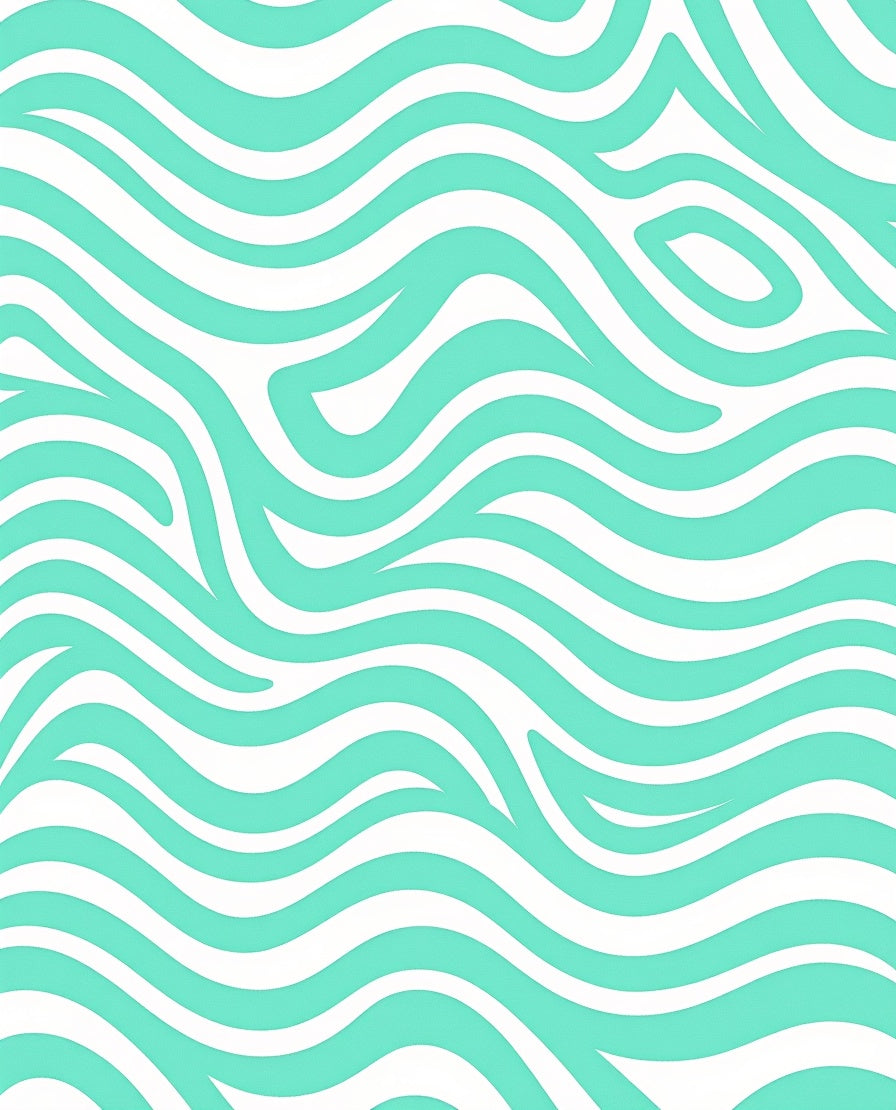 Abstract Aqua Wave Pattern Rug