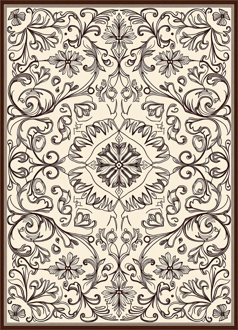 Vintage Floral Scrollwork Pattern Design Rug