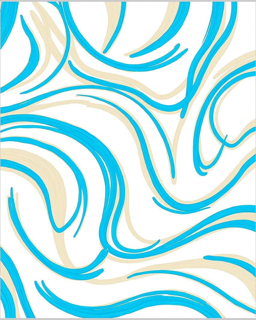 Aqua and Beige Swirl Design Rug