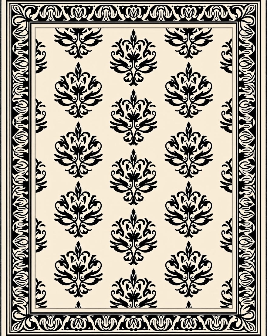 Classic Scroll Damask Pattern Rug
