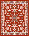 Terracotta Medallion Floral Swirl Design Rug