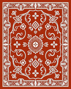 Terracotta Medallion Floral Swirl Design Rug