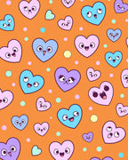 Whimsical Heart Characters Pattern Rug