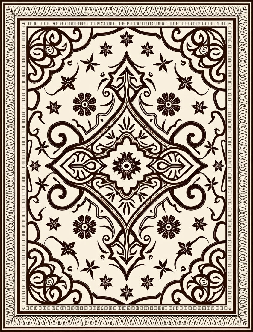 Ornate Botanical Scrollwork Classic Rug