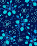 Abstract Floral Design With Blue Tones Rug
