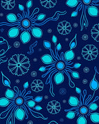 Abstract Floral Design With Blue Tones Rug