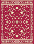 Elegant Red Cream Floral Scrollwork Design Rug
