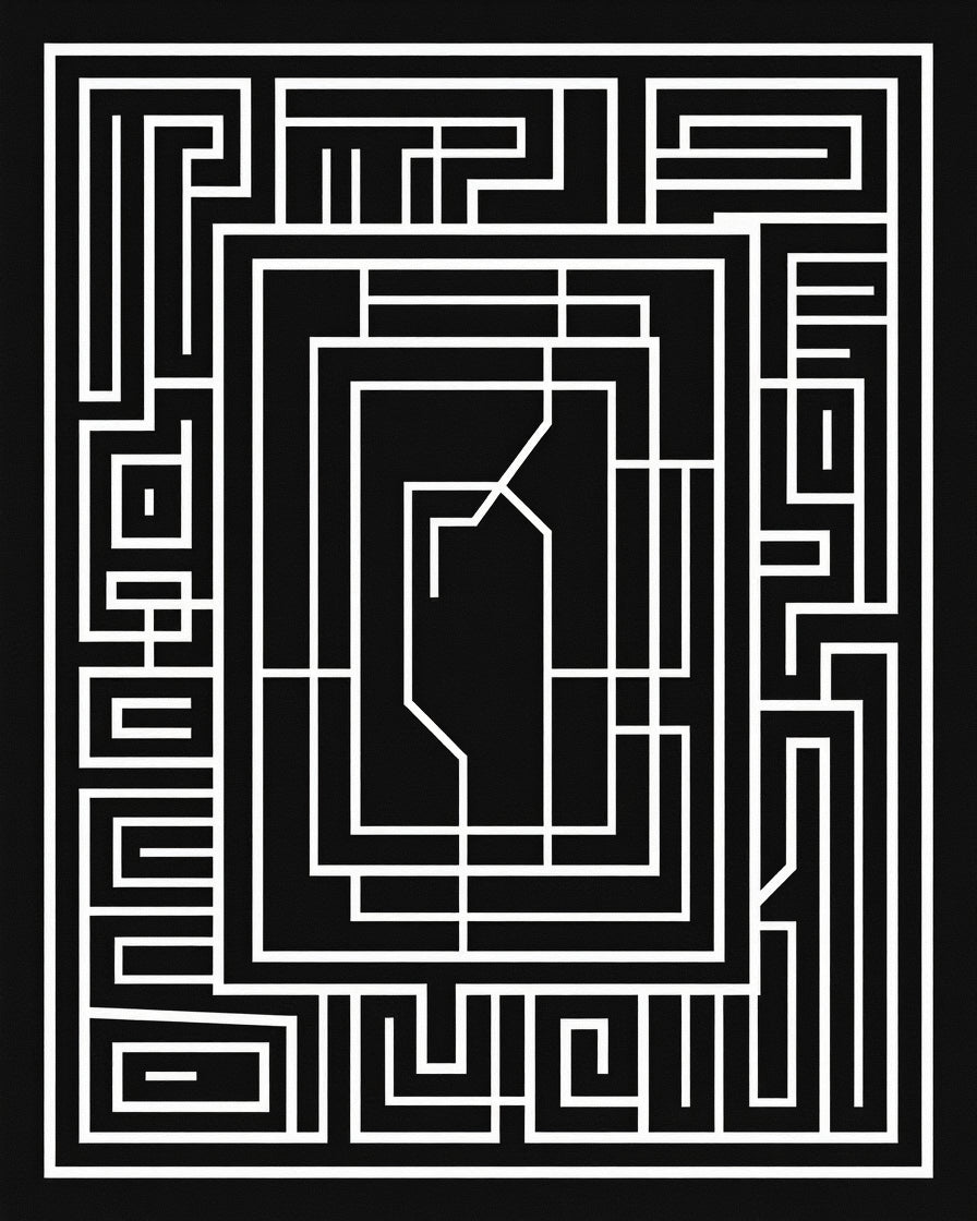 Minimalist Geometric Maze Pattern Rug