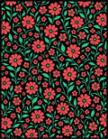 Red Floral Vines Pattern Rug