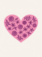Pink Heart Floral Pattern Rug
