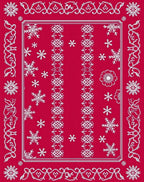 Classic Snowflake Patterned Red Rug
