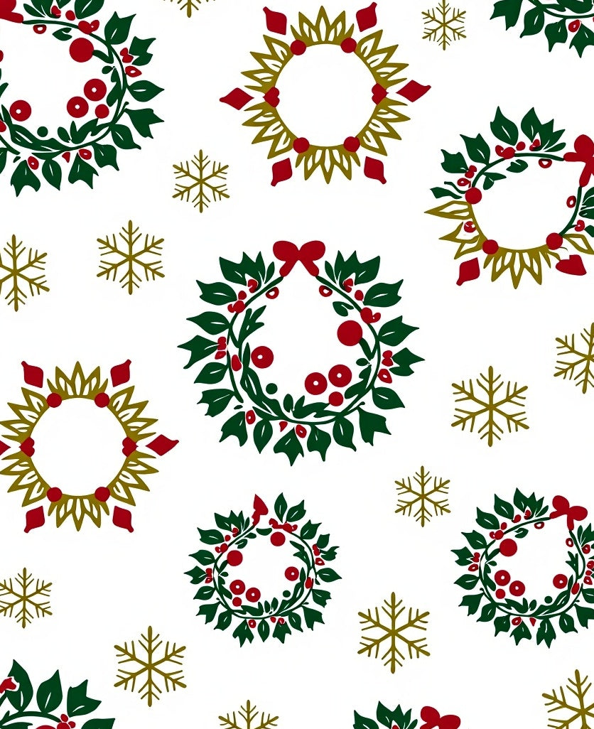 Festive Wreath and Snowflake Pattern Rug
