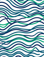 Wavy Blue And Green Stripes Rug