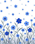 Blue Floral Meadow Pattern Design Rug