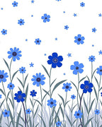 Blue Floral Meadow Pattern Design Rug