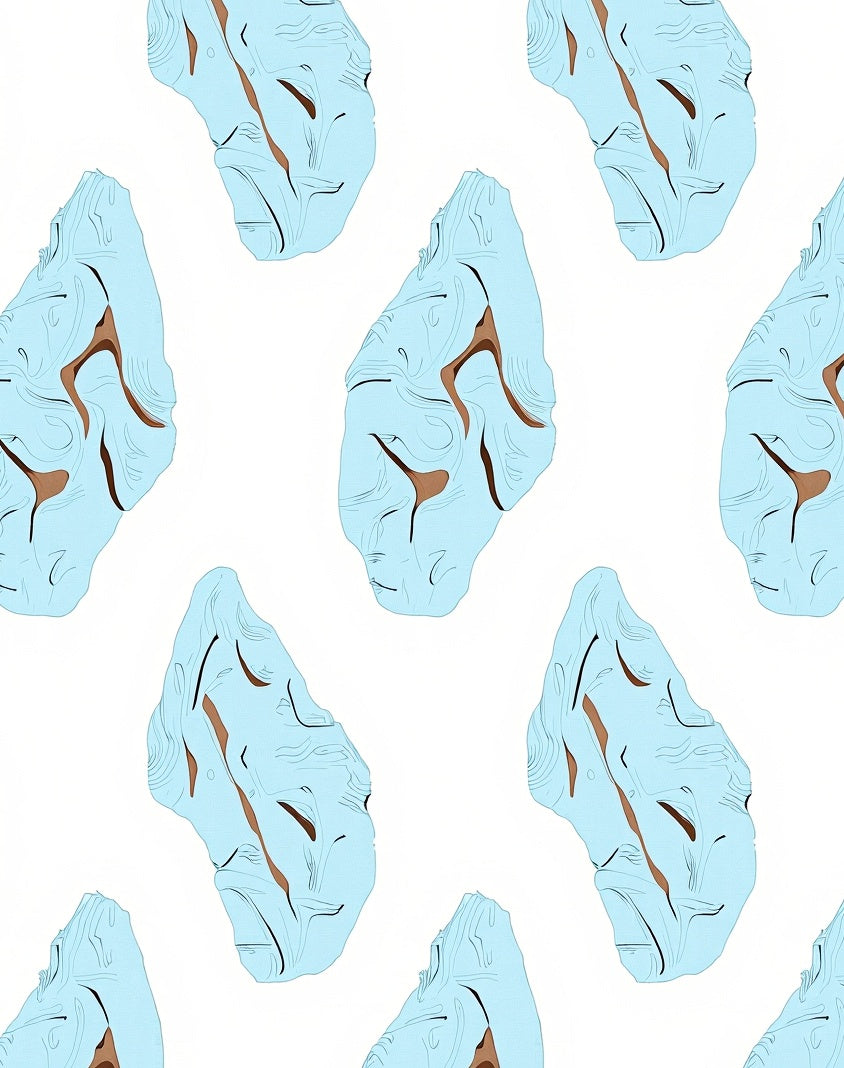 Abstract Ice Blue Wavy Contour Rug