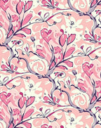 Whimsical Pink Floral Swirl Pattern Rug