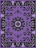 Bold Lilac Black Floral Mandala Rug