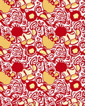 Red Yellow Swirl Paisley Pattern Rug