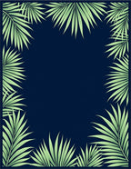 Tropical Palm Leaf Border Design Rug
