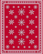 Crimson Snowfall Winter Scene Rug