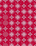 Nordic Snowflake Patterned Red Rug