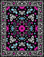 Bold Floral Butterfly Patterned Rug