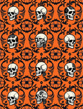 Orange Black Skulls Patterned Gothic Rug