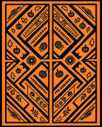 Bold Orange Black Geometric Floral Pattern Rug