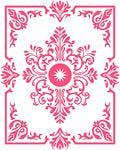 Ornate Scrollwork Pink Floral Design Rug