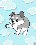 Cute Puppy Among the Clouds Design Rug