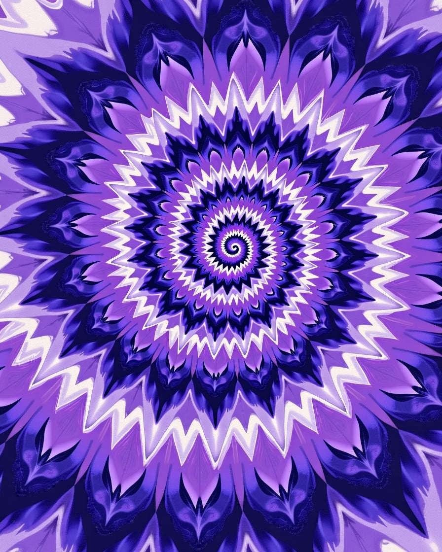 Vibrant Violet Psychedelic Floral Design Rug