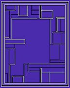 Abstract Geometric Blue and White Pattern Rug