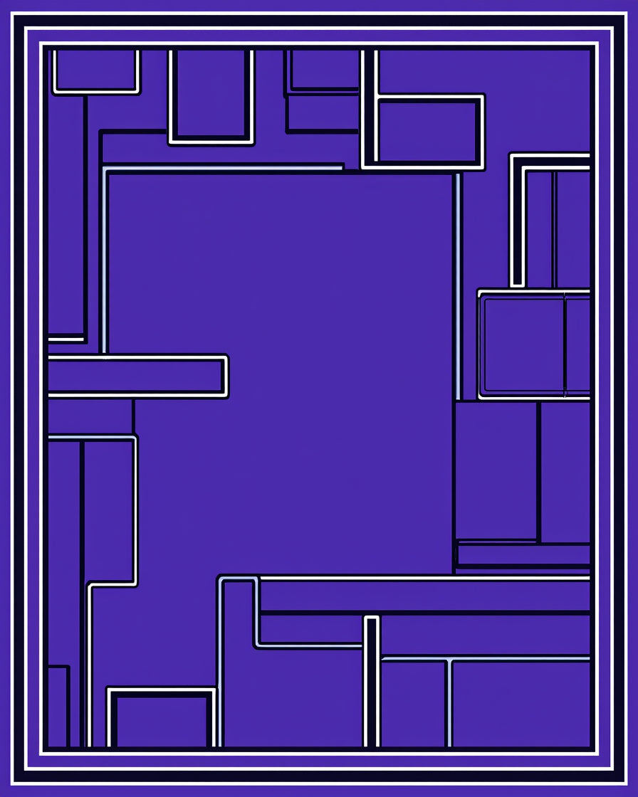 Abstract Geometric Blue and White Pattern Rug